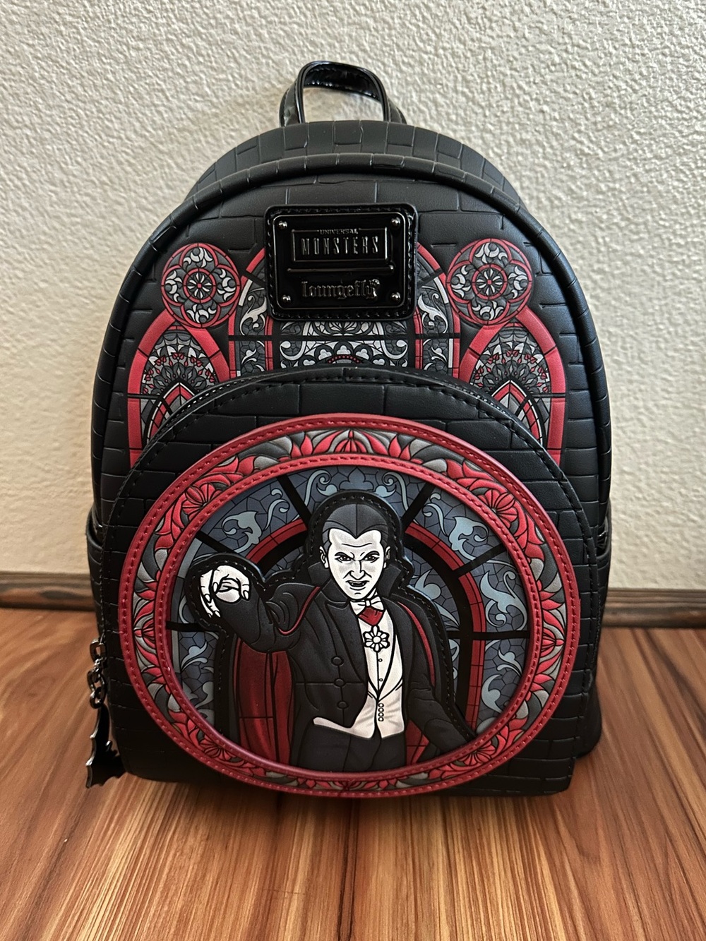 NWT Loungefly Universal Munsters Dracula Stained Glass Mini Backpack - Picture 2 of 5